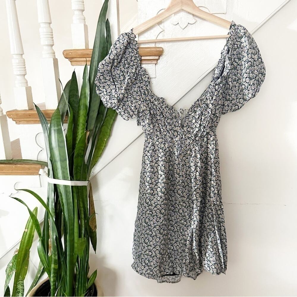 The Native One Black White Floral Print Off The Shoulder Mini Dress Size M